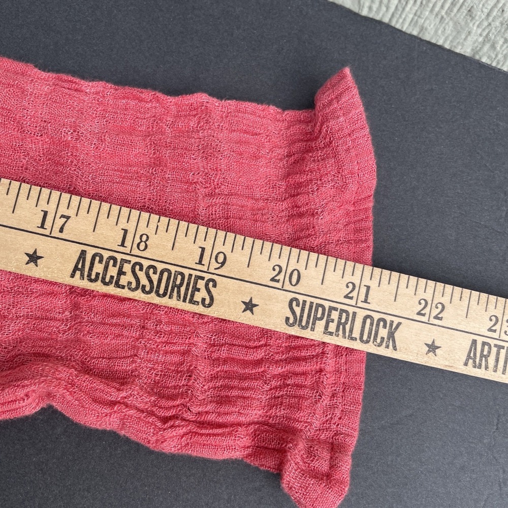 Chico's Crinkle Tunic Hoodie Womens Large Coral Pink 100% Linen Gauze Beach Boho - Picture 10 of 11